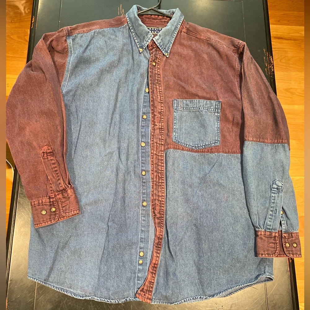 Multicolor Button Down Patchwork Block Design Rev… - image 1